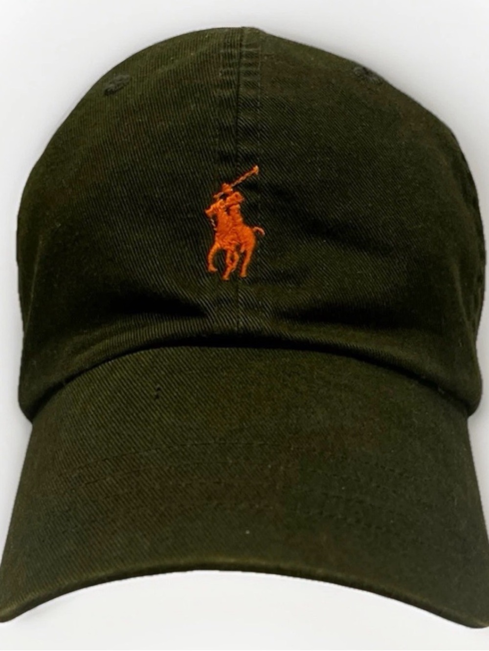 Vintage Polo Ralph Lauren Army Green Adjustable Leather Strap
Orange Logo O/S